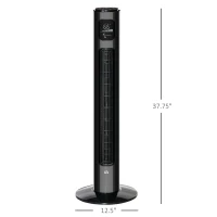 HOMCOM 38" Bedroom Tower Fan with Aroma Diffuser, 70掳 Oscillating, 3 Speeds, 12H Timer, Remote Control, Black(m-2)