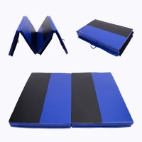 Soozier 6' x 4' x 2" PU Leather Folding Gymnastics / Martial Arts Mat - Blue / Black(m-2)