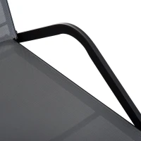 Outsunny Steel Mesh Adjustable Portable Folding Outdoor Chaise Lounge Chair - Grey(m-9)