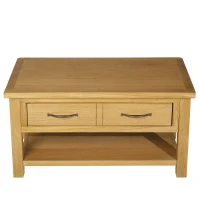 HomCom Solid Oak Frame Rectangle Coffee Table with Drawer and Lower Storage Shelf(m-5)
