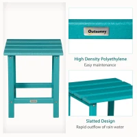 Outsunny Adirondack Side Table, Square Patio End Table, Weather Resistant 15" Outdoor HDPE Table for Porch, Pool, Balcony, Green(m-6)