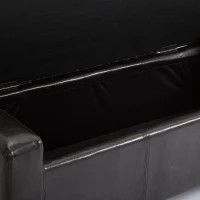 HomCom Unique Large 51" Tufted Faux Leather Storage Bench Ottoman Couch - Dark Brown(m-6)
