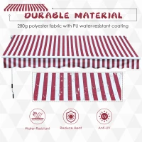 Outsunny 10'x8' Retractable Awning, Sun Shade for Patio & Window, Durable Polyester Fabric, Manual Operation, Red(m-5)