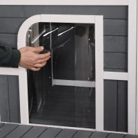 PawHut Large Wooden Dog House, Grey - Spacious Shelter for Pets, Perfect for Porch or Deck, 59" L(m-8)