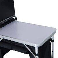 Outsunny 6' Aluminum Portable Fold-Up Camping Kitchen with Windscreen and 3 Enclosed Cupboards(m-9)