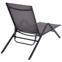 Outsunny Steel Mesh Adjustable Portable Folding Outdoor Chaise Lounge Chair - Grey(m-6)
