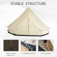 Outsunny 16' Spacious Interior 10 Person Family Boho Glamping Teepee Tent - Beige(m-4)