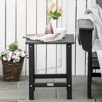 Outsunny Patio Side Table, 15" Square Outdoor End Table, HDPE Plastic Tea Table for Adirondack Chair, Backyard or Lawn, Black(m-2)