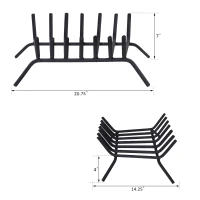 Outsunny Firewood Log Grate for Indoor Wood Burning Fireplace  Steel  7-Bar  21" L(m-3)