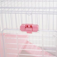 PawHut 32" Indoor Rabbit Enclosure Small Animal House Habitat with Wheels - Pink(m-11)