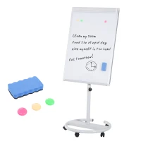 Vinsetto 28" x 40" Magnetic Height Adjustable Rolling Whiteboard Easel with Wheels(m-3)