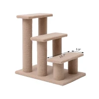 PawHut 24" 3 Step Cat Scratching Post Bed Pet Step Stool(m-5)
