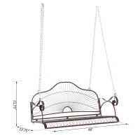 Outsunny Steel 2 Person Patio Porch Relaxation Swing Hanging Chair Bench w/ Chain - Brown(m-3)