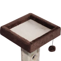PawHut 2-Tier Cat Tree Tower Scratching Post Furniture with Mice Toy Sisal Ball Roller - Beige / Coffee Brown(m-6)