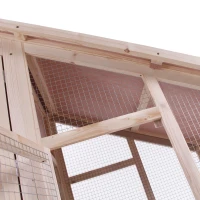 PawHut 55" Wood Double Rabbit Hutch Backyard Cage Small Animal House with Ramp and Outdoor Run(m-12)