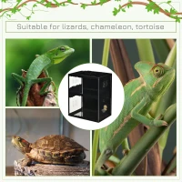 PawHut Reptile Glass Terrarium Tank, Breeding Box with Screen Ventilation, Lamp Holders, Hanging Basin for Lizards, Chameleon, Tortoise, 23.5" x 16" x 28"(m-7)