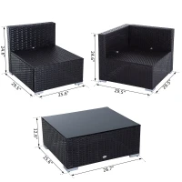 Outsunny 7 Piece Set Rattan Sofa Luxury Modular Conversation Outdoor Furniture - Coffee and Cream(m-3)