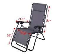 Outsunny Reclining Zero Gravity Chair - Gray(m-6)