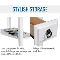 HomCom Modern 2-Tier Acacia Wood End Table Side Desk with Drawer - White(m-4)