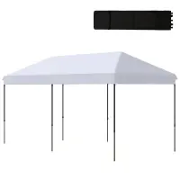 Outsunny 10' x 20' Pop Up Canopy Tent, Instant Sun Shelter, Tents for Parties, Height Adjustable, with Wheeled Carry Bag, for Outdoor, Garden, Patio, White(m-1)