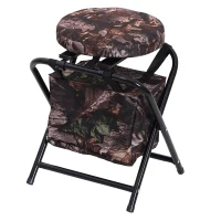 Outsunny 19” 360 Degree Swivel Folding Travel Camping Stool with Storage Bag - Brown Camo(m-1)