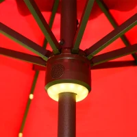Outsunny 9’ Solar LED Market Patio Umbrella with Bluetooth Speaker – Wine Red(m-9)