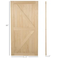 HOMCOM 7' H x 3.5' W Sturdy Sliding Barn Door, Unfinished Solid Spruce Wood Frame with Pre-Drilled Holes(m-3)