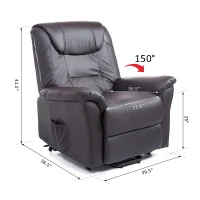 HomCom Faux Leather Three Position Lift Chair Recliner with Remote - Dark Brown(m-3)