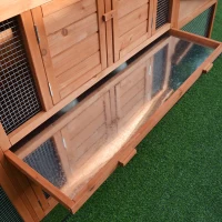 PawHut Rabbit Hutch Wooden House Small Animal Cage Deluxe Backyard Run Ramp(m-13)