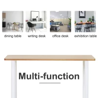 HOMCOM Modern Dining Table Office Working Desk Wood Top with Stainless Steel Leg(m-4)