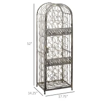 HOMCOM 45 Bottle Wrought Iron Lockable Industrial Free Standing Wine Rack Jail, Antique Bronze(m-3)