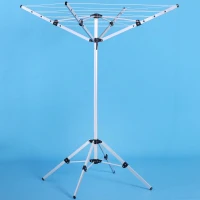 HOMCOM Outdoor Umbrella Clothesline Portable Collapsible Clothing Drying Rack  52.5ft 41" L x 41" W  5-Line  Aluminum  Silver(m-6)