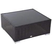 Outsunny 7 Piece Set Rattan Sofa Luxury Modular Conversation Outdoor Furniture - Coffee and Cream(m-11)