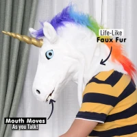 HOMCOM Realistic Mouth Mover Hood Halloween / Cosplay Costume Unicorn(m-3)