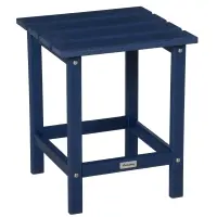 Outsunny Adirondack Side Table, Square Patio End Table, Weather Resistant 15" Outdoor HDPE Table for Porch, Pool, Balcony, Blue(m-1)