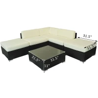 Outsunny 6 Piece Outdoor Patio PE Rattan Wicker Sofa Sectional Furniture Set(m-4)