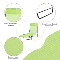 Outsunny Mesh Reclining Lounge Chair, Green - Lightweight & Portable Outdoor Recliner for Patio Relaxation(m-4)