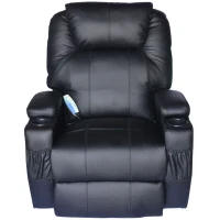 HOMCOM Faux Leather Heated Massage Recliner Chair with Remote - Black(m-1)