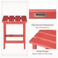 Outsunny Patio Side Table, 15" Square Outdoor End Table, HDPE Plastic Tea Table for Adirondack Chair, Backyard or Lawn, Red(m-6)