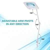 HomCom 3 Diopter 9W LED Illuminated Adjustable Magnifying Clamp On Desk Lamp - White(m-9)