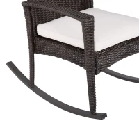 Outsunny 3 Piece Outdoor Rocking Chair and Tea Table Set - Coffee Brown/Beige(m-2)