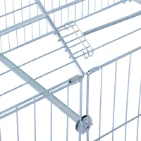 PawHut 86.6" x 40.6" x 40.6" Outdoor Guinea Pig Hutch Small Animal Folding Playpen Rabbit Enclosure w/ Cover - Silver & Green(m-9)