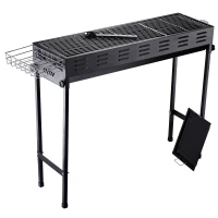 Outsunny 41" Folding Outdoor Charcoal BBQ Grill with Non-Stick Pan and Good Air Ventilation(m-2)