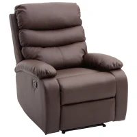 HomCom PU Leather Traditional Manual Recliner Chair - Brown(m-2)