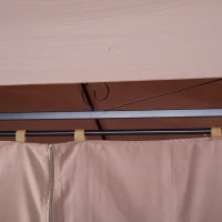 Outsunny 10" x 13" 2-Tier Steel Outdoor Garden BBQ Sunshade Gazebo with Vented Soft Top and Removable Curtains(m-8)