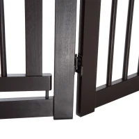 PawHut 31" x 61" 3 Panel Freestanding Wooden Expandable Pet Gate with Door(m-11)