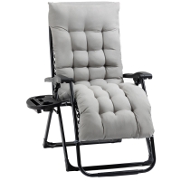 Outsunny Padded Zero Gravity Chair, Folding Recliner Chair with Cup Holder Cushion, Gray