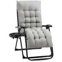 Outsunny Padded Zero Gravity Chair, Folding Recliner Chair with Cup Holder Cushion, Gray(m-1)
