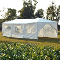 Outsunny 10' x 30' Pop Up Canopy Tent with 4 Removable Mesh Side Walls - White(m-3)