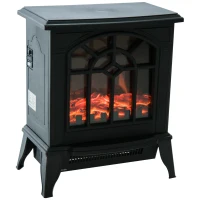 HomCom 16" 1500W Freestanding Indoor Electric Fireplace Heater - Black(m-2)